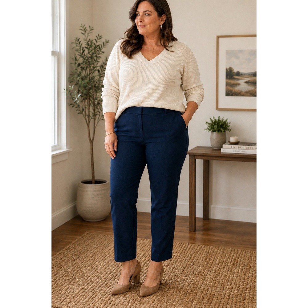 Pendleton Size 12 Navy Stretch Ankle Pants / Slim Straight Dress Pants